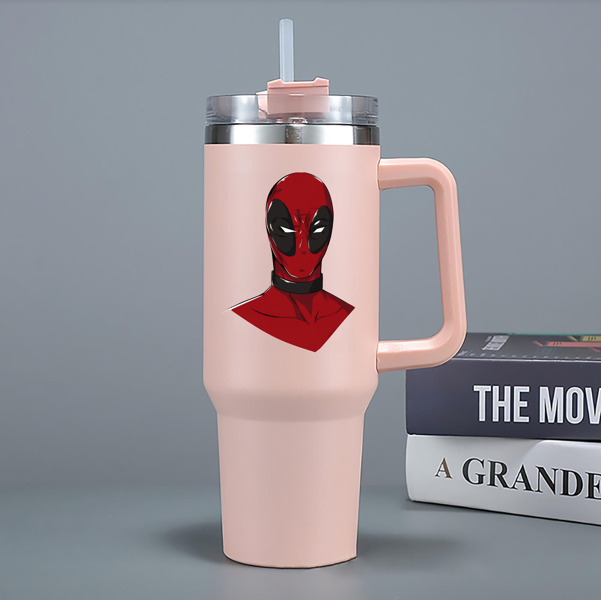 （画像用） Deadpool デッドプール 1200mL車用タンブラー - クリスタルステッカー（プラスチックストロー付き）